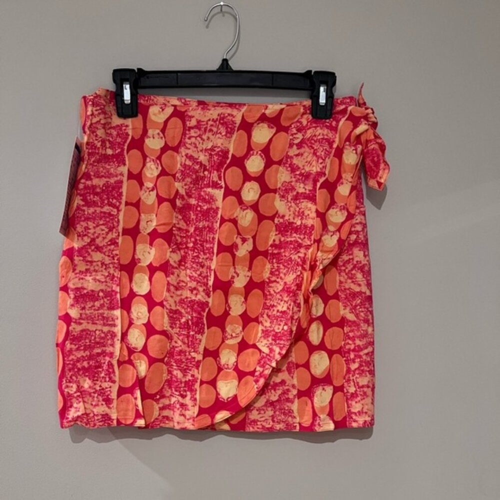 Samson Pink and Orange Patterned Wrap Skirt NWT